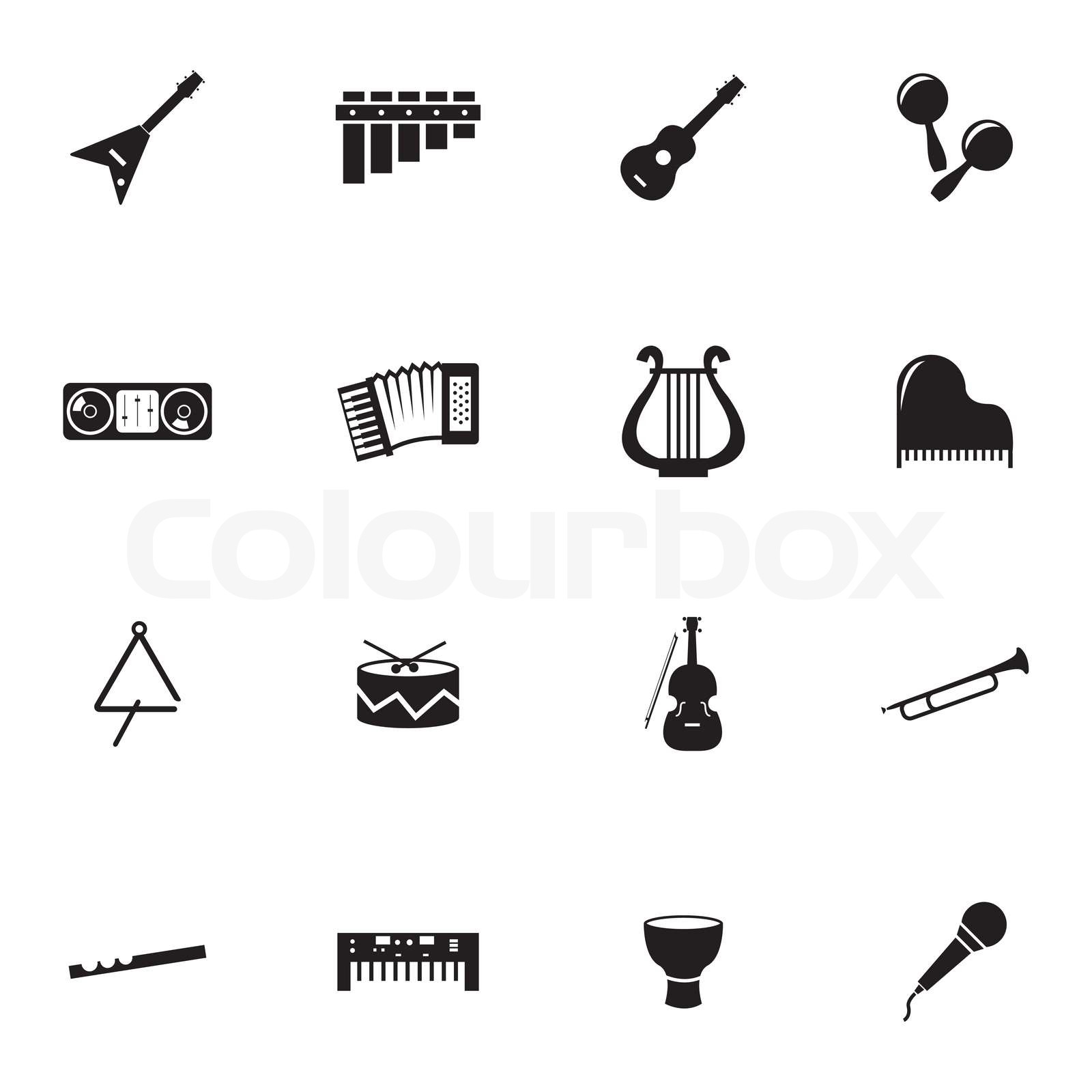 Symbol Instrumente Vektor-schwarze Musik Instrumente Icons set | Stock-Vektor | Colourbox