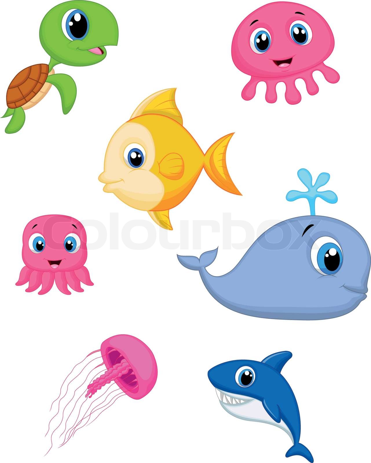 Sea life cartoon set | Stock vector | Colourbox