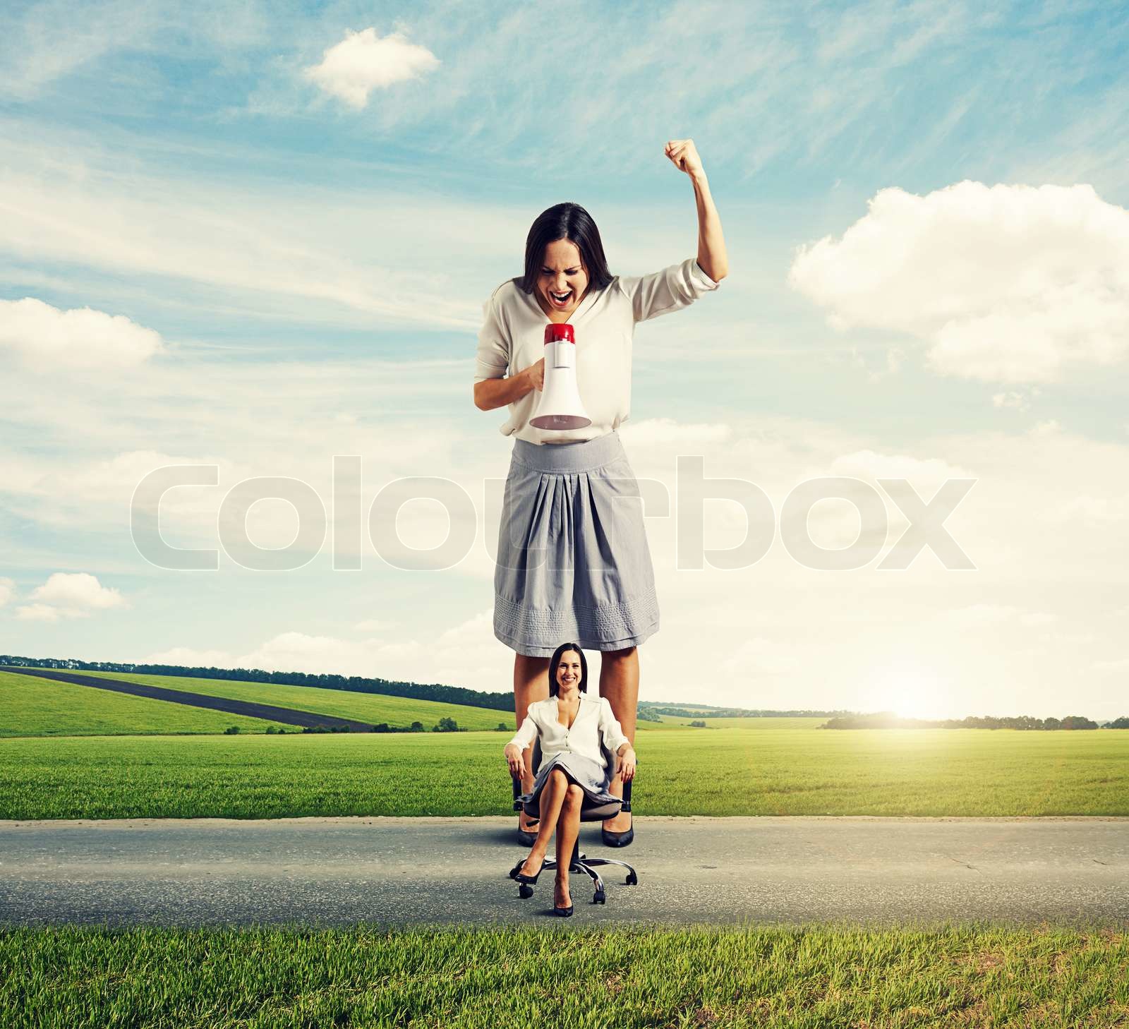 angry young woman and calm woman | Stock image | Colourbox
