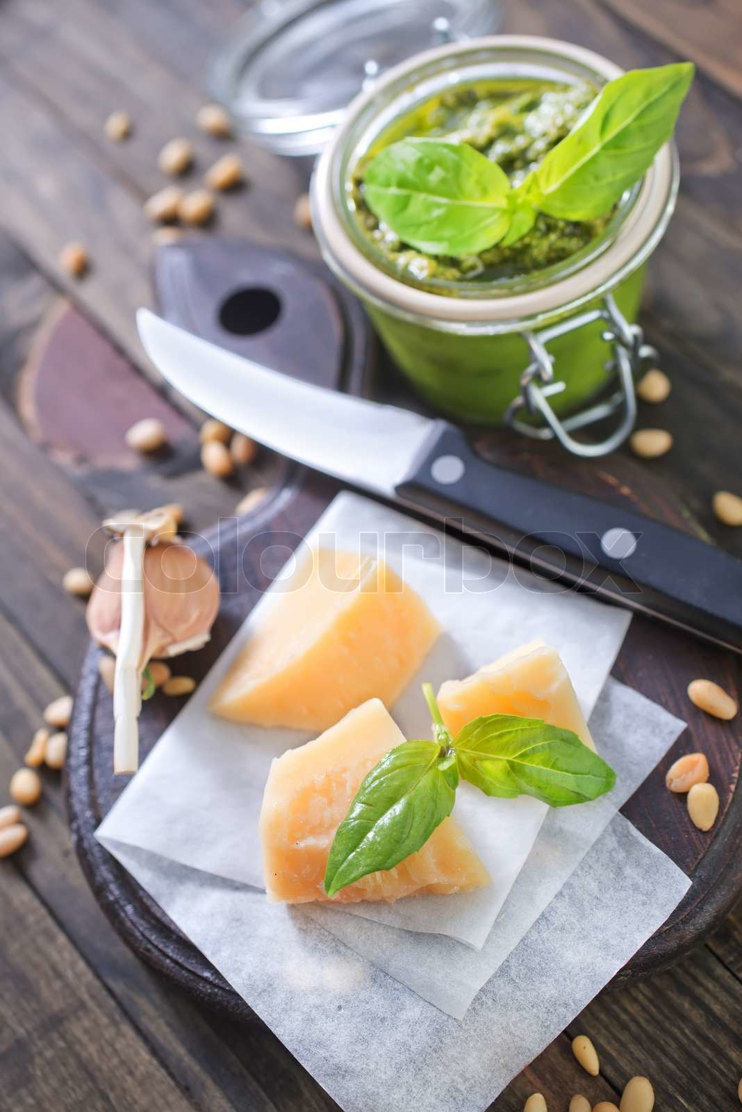 ingredients for pesto Stock image Colourbox