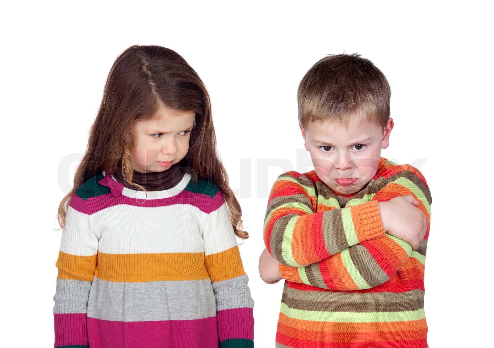 zwei böse Kinder Stock Bild Colourbox