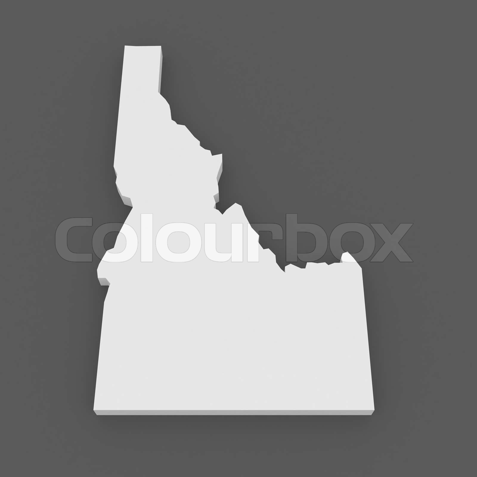 Three-dimensional map of Idaho. USA.  Stock image  Colourbox