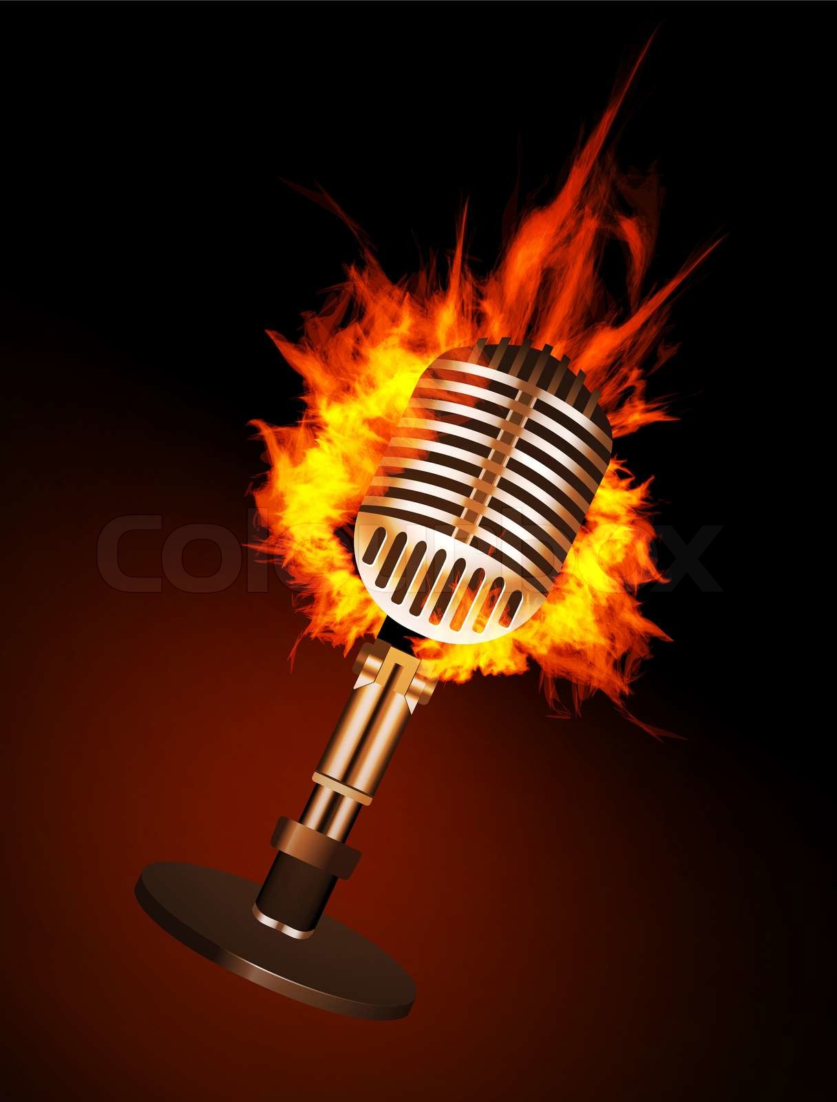 Microphone in Fire | Stock image | Colourbox