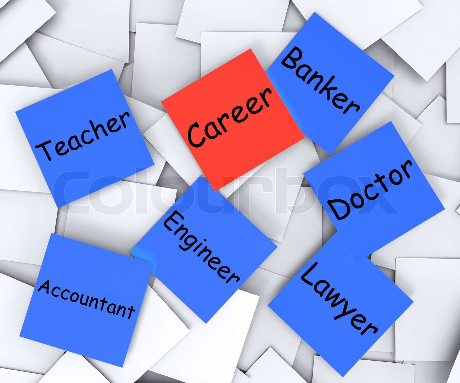 Career Post-It Note Shows Profession Or Line Of Work | Stock image