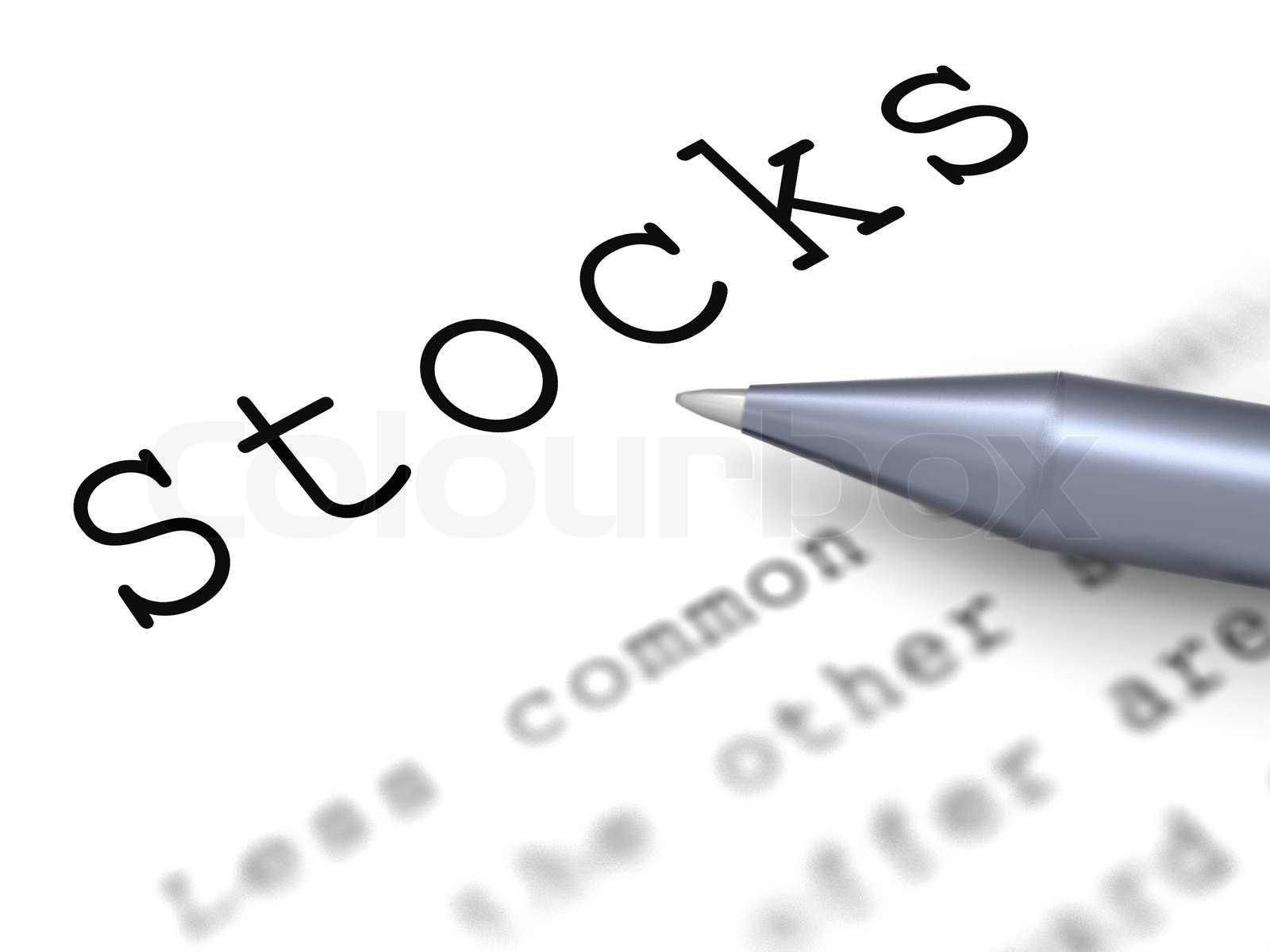 Stocks Word Means Share Market And Investment Stock image Colourbox