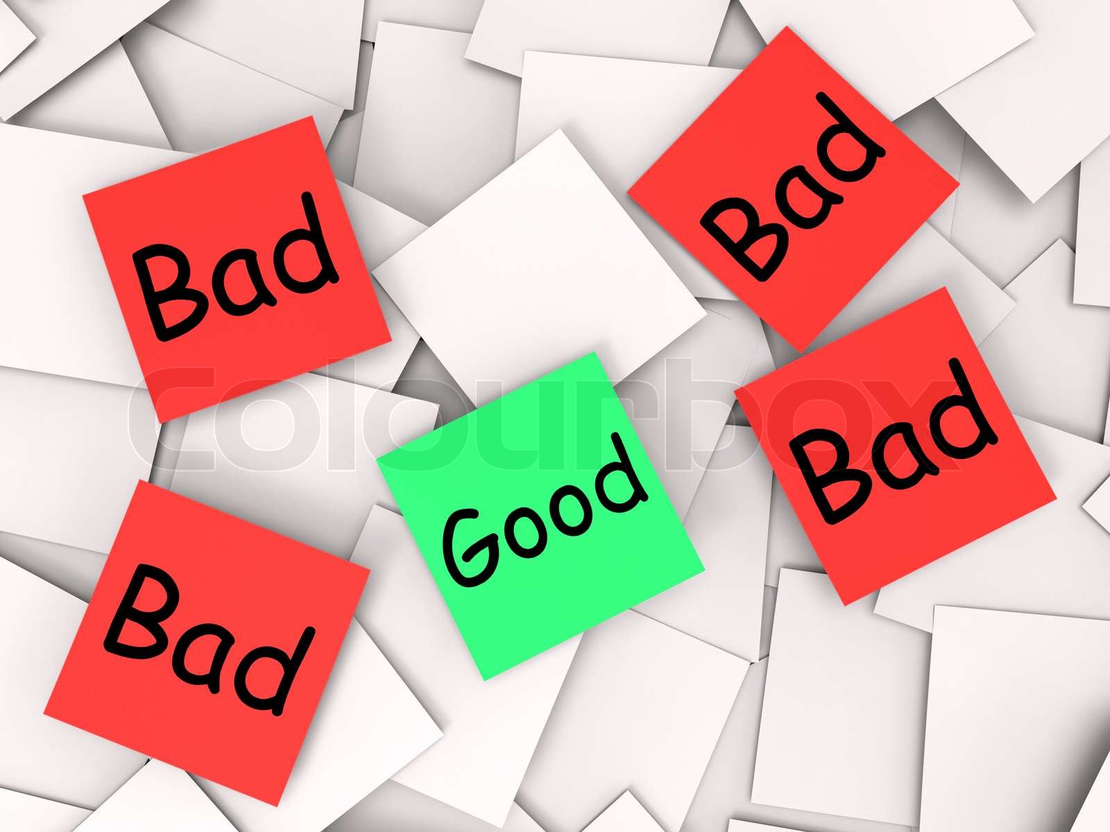 Good Bad Post-It Notes Mean Acceptable Or Unacceptable | Stock image ...