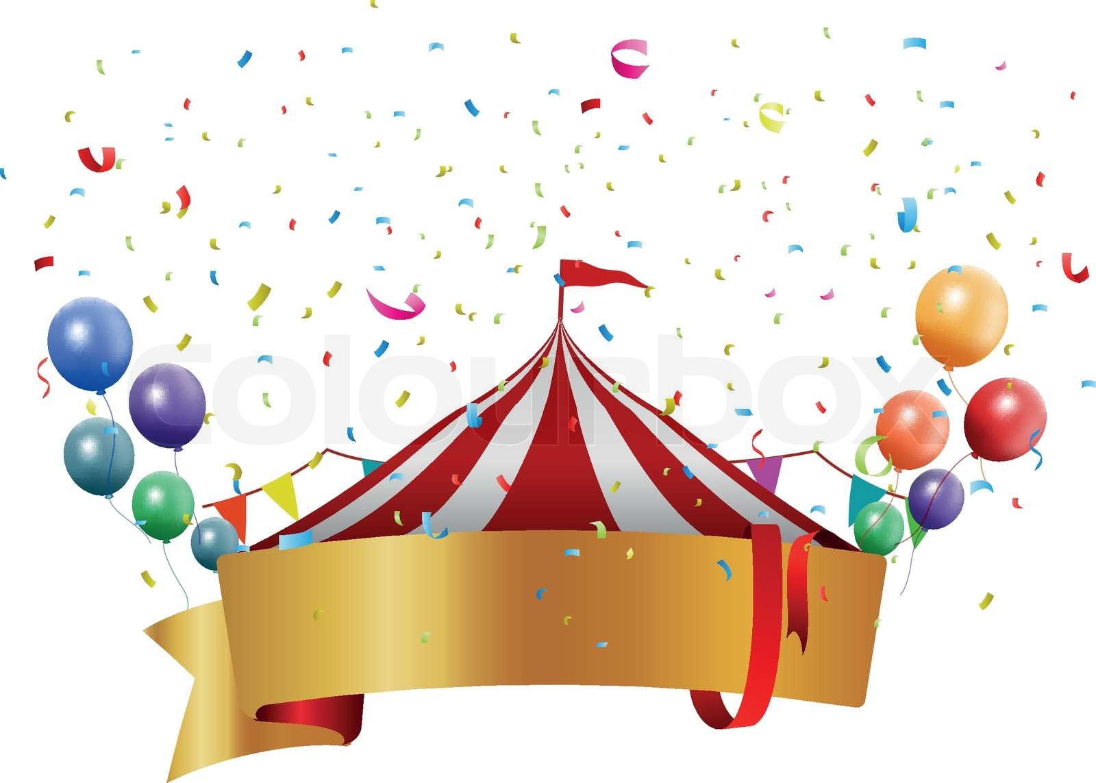 Circus background with balloon and confetti | Stock vector | Colourbox