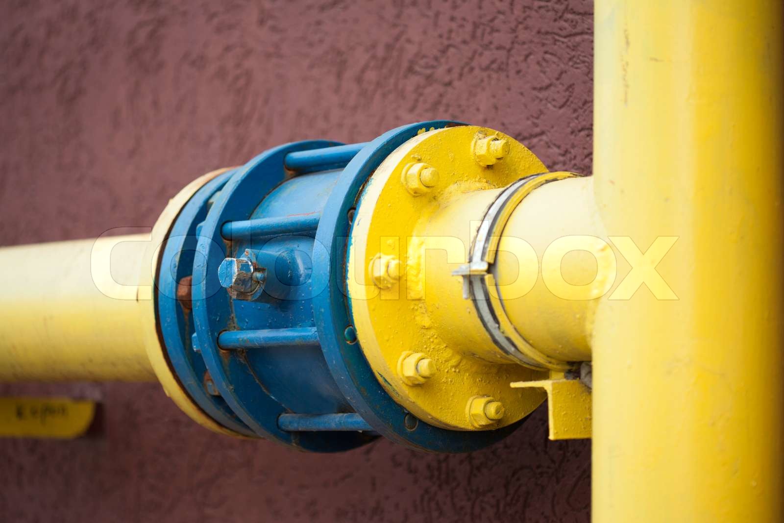 yellow gas pipe Stock image Colourbox