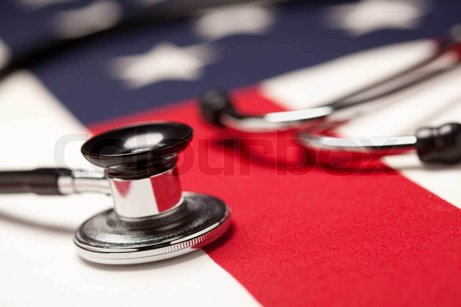 Stethoscope on American Flag Stock image Colourbox