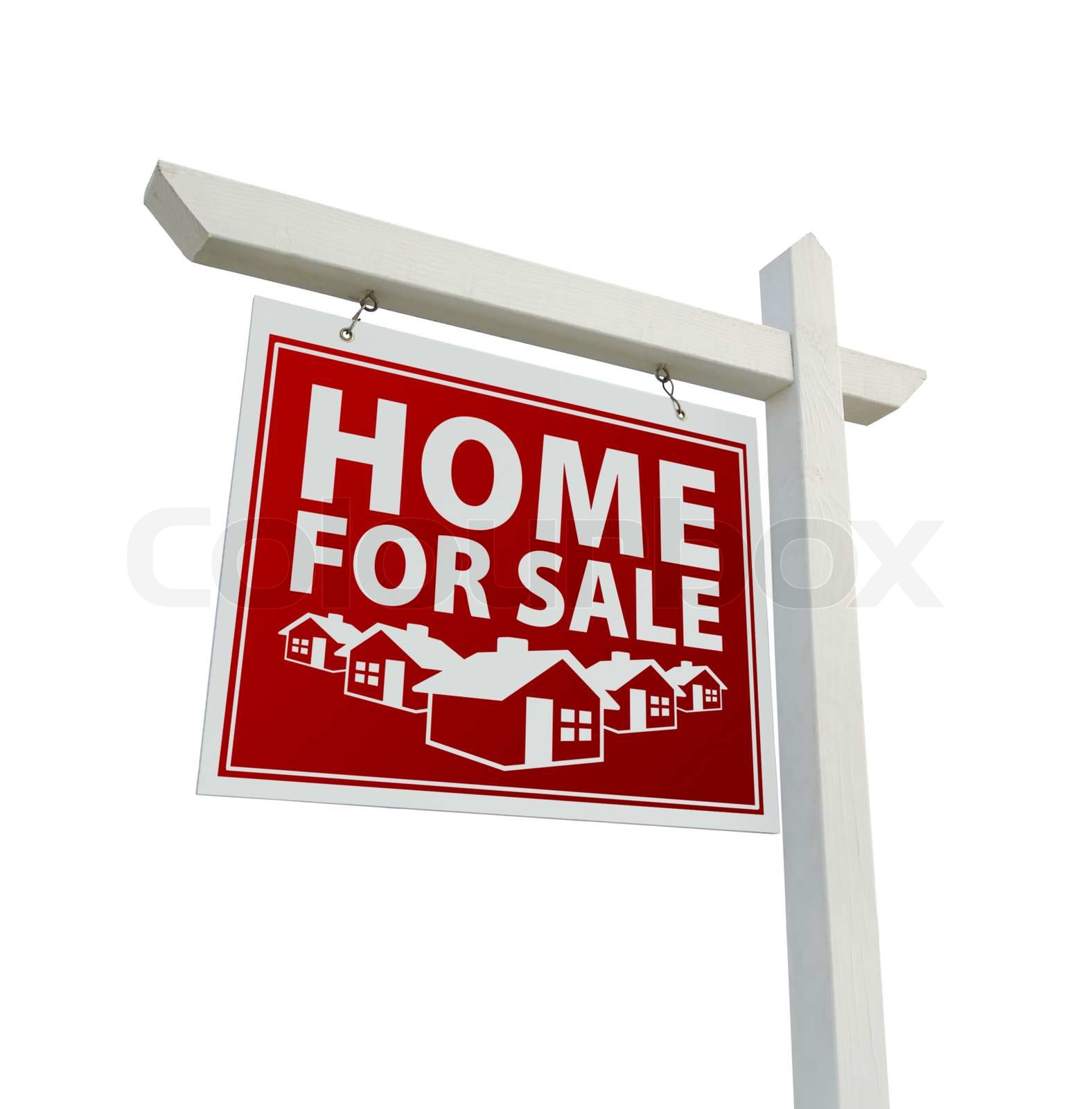 White and Red Home for Sale Real Estate Sign Isolated | Stock image