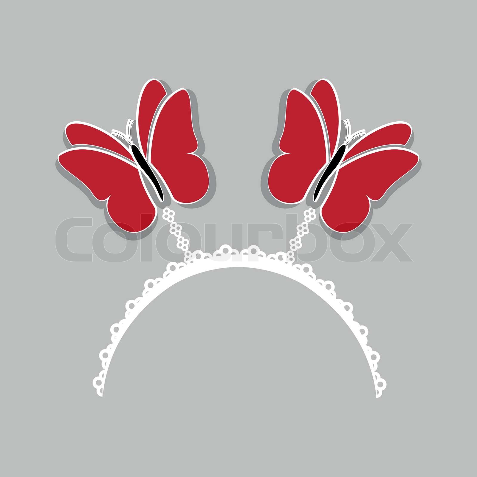 cute red butterfly crown | Stock vector | Colourbox
