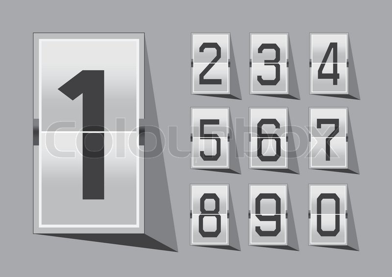 Numbers clock flip Scoreboard Illustration Stock Vector Colourbox