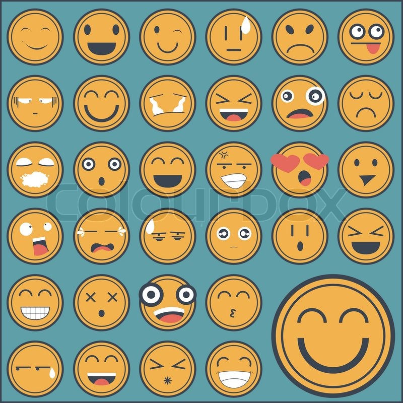 Emotion face sticker collection set on ... | Stock vector | Colourbox