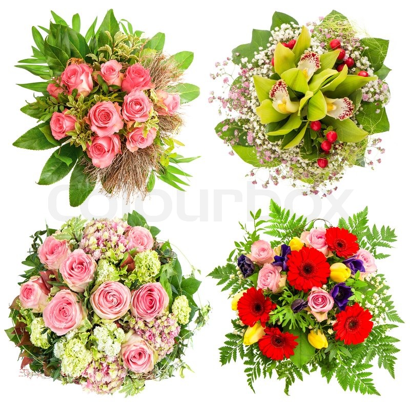 Bouquet Of Fresh Pink Roses Orchid Stock Image Colourbox