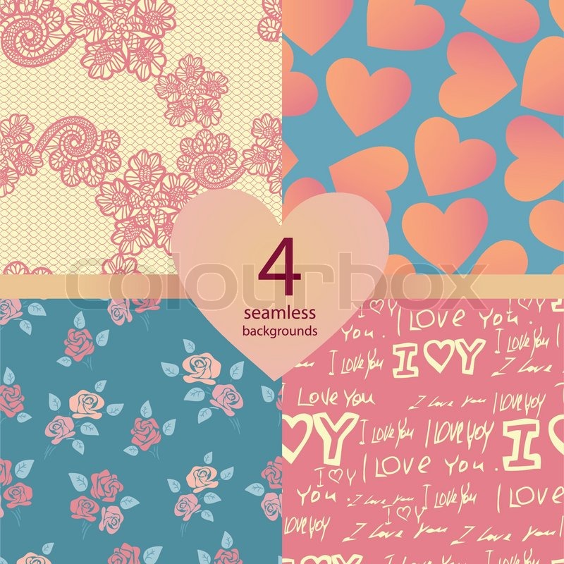 Set of four pink wedding seamless | Stock vector | Colourbox