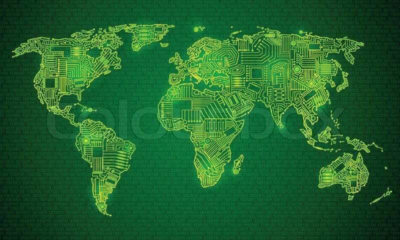 World Map Technology Style Digital Stock Vector Colourbox