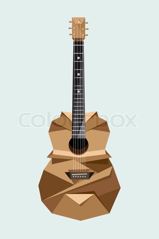 Origami classic guitar on gray ... | Stock image | Colourbox