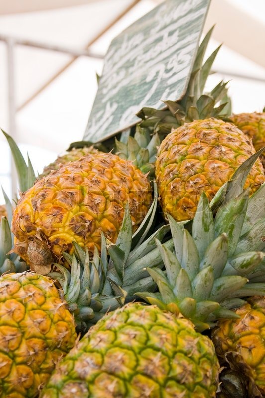 Ripe pineapples for sale Stock image Colourbox