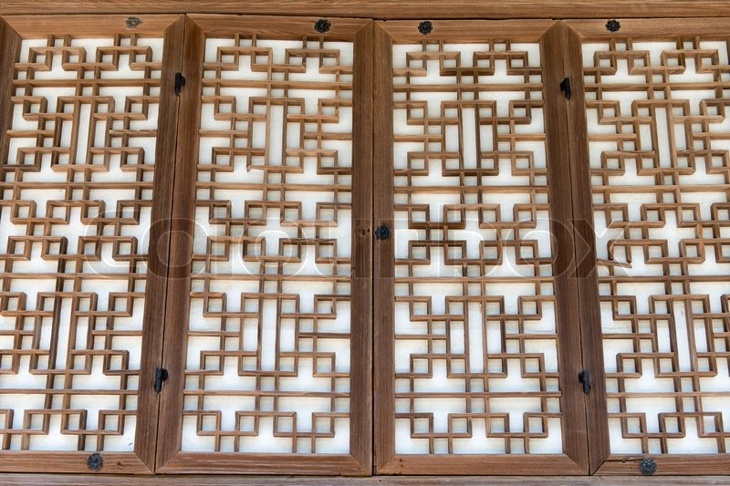 Background pattern of a traditional wooden paper door in ...