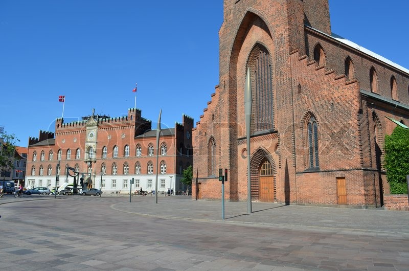 The Church And The Townhall Of Downtown Stock Image Colourbox