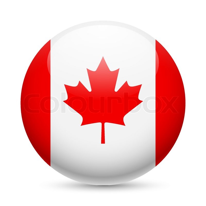 Flag of Canada as round glossy icon. Stock vector Colourbox