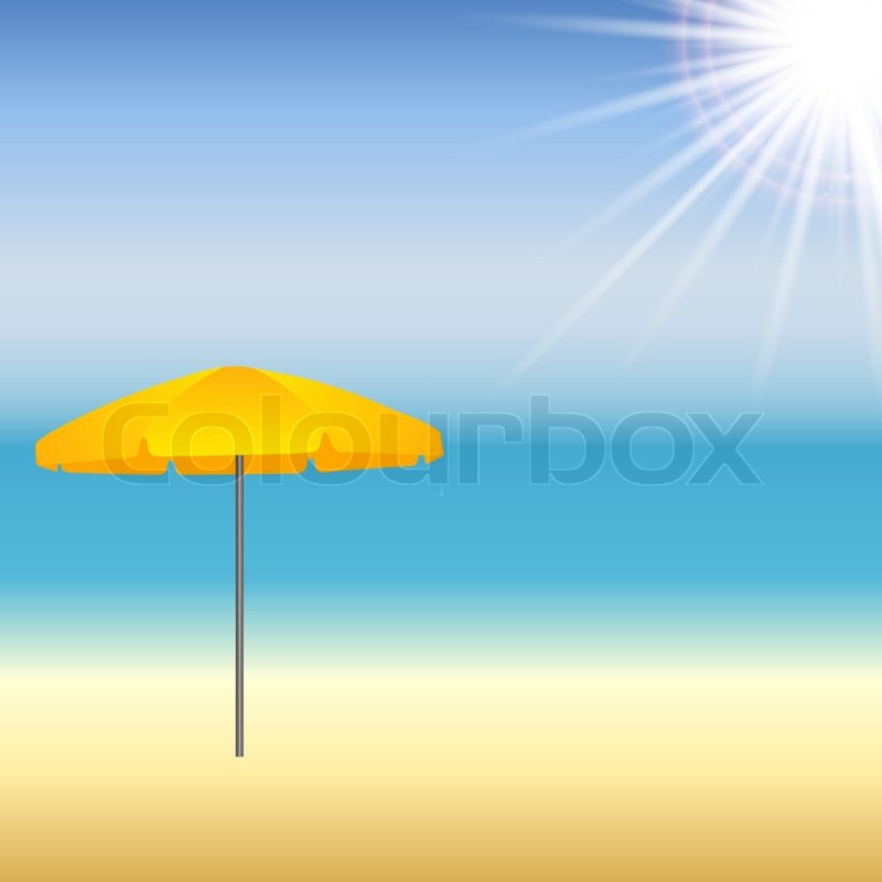 Strand mit Sonnenschirm und Sonne | Stock-Vektor | Colourbox