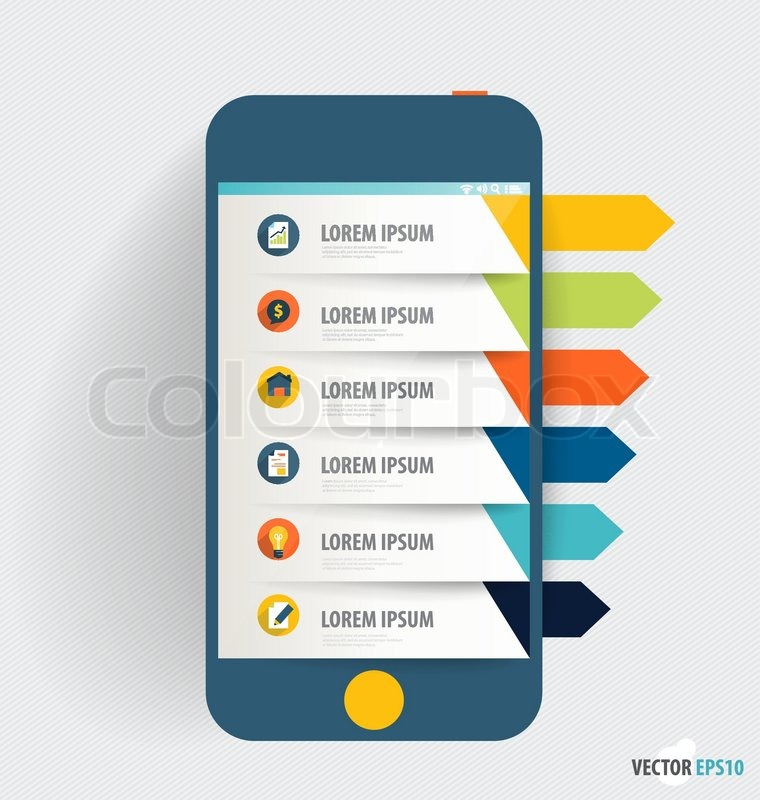 touchscreen device with infographics paper template business