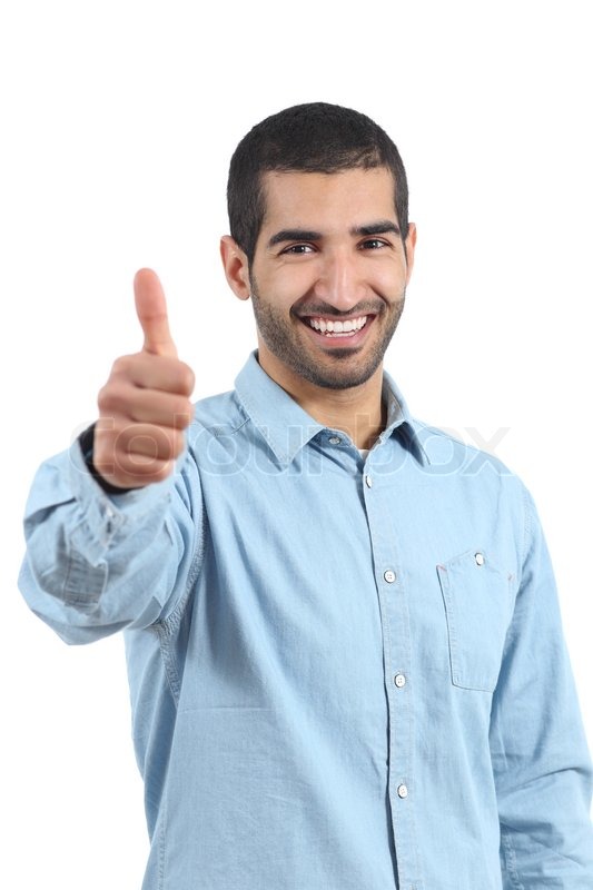 Arab casual happy man gesturing thumbs | Stock Photo | Colourbox