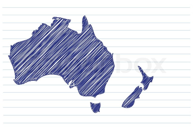 Scribble Sketch Of Australia Map On A Stock Vector Colourbox
