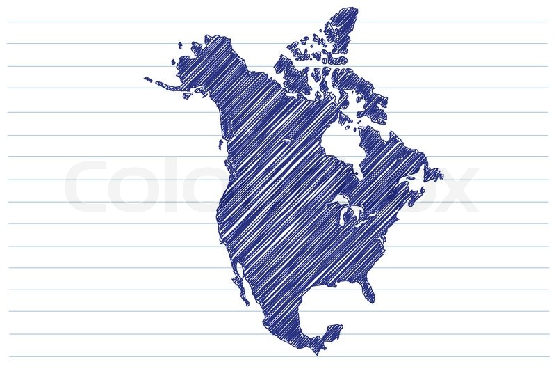 Scribble Sketch Of North America Map Stock Vector Colourbox