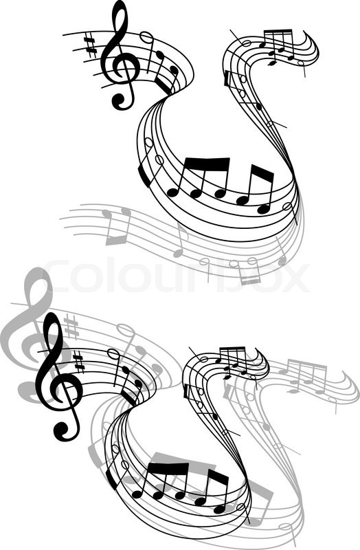 two different grayscale designs of a stock vector colourbox musicscore
