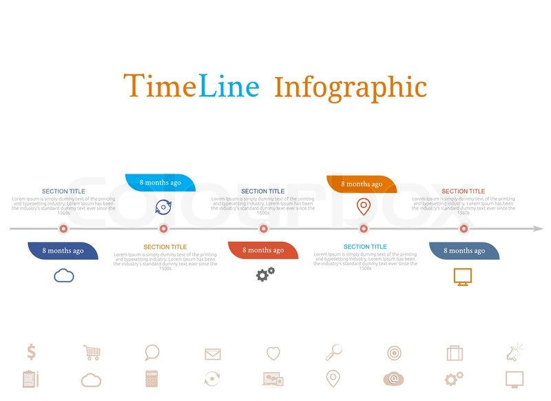 Timeline infographic with diagram and ... | Stock vector | Colourbox