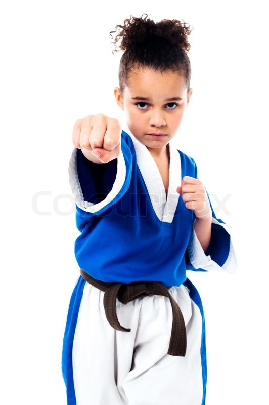 Little girl practice karate isolated on Stock image Colourbox