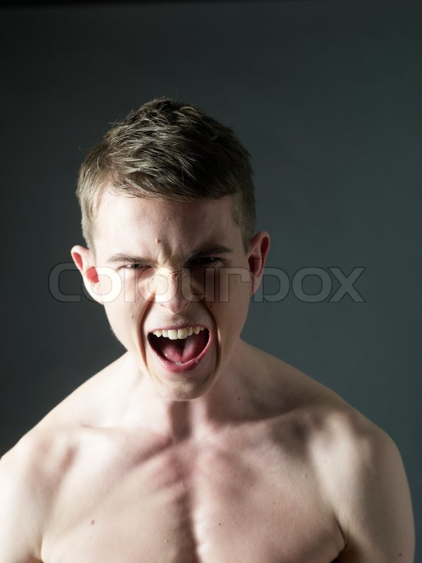 young boy screaming angry stock photo colourbox