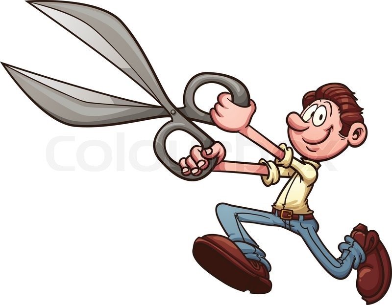 Man running with scissors. Vector clip Stock vector Colourbox