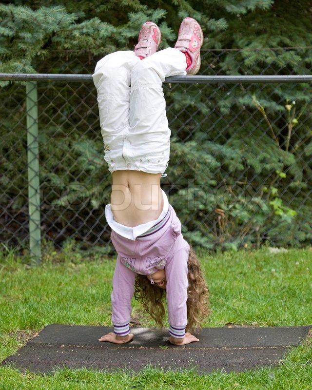 woman hanging upside down