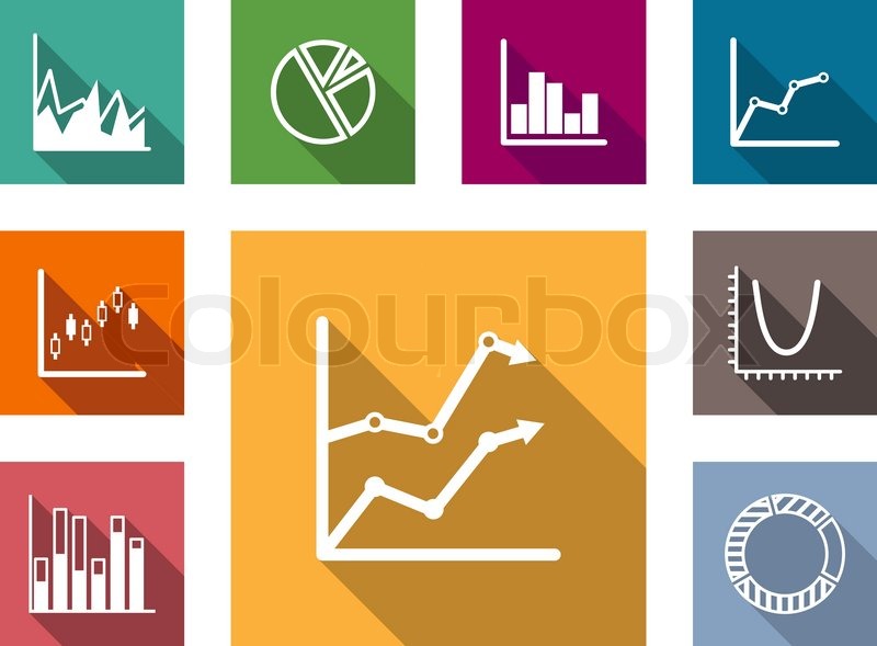 Colorful flat graphs and charts set | Stock Vector | Colourbox