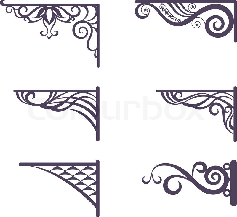 set decorative vintage forged brackets for street signboard silhouettes isolated on white background vector stock vector colourbox - Decorative Brackets set decorative vintage forged brackets for street signboard silhouettes isolated on white background vector stock vector colourbox - Decorative Brackets