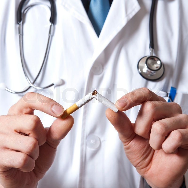 Cigarette, doctor, stethoscope Stock Photo Colourbox