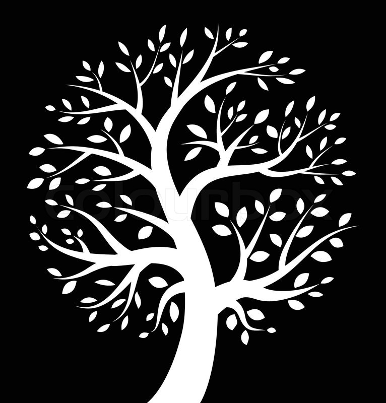 White Tree icon on black background, | Stock Vector | Colourbox