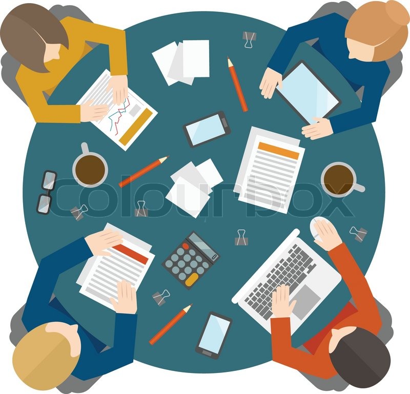 flat style office workers business management meeting and