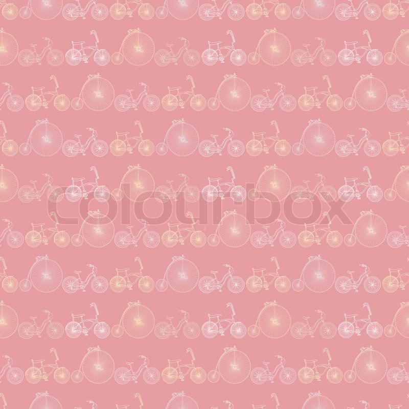 Seamless pink retro bicycle | Stock vector | Colourbox