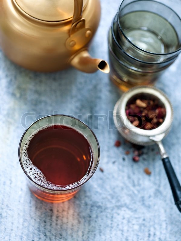 A glass of hot tea Stock image Colourbox