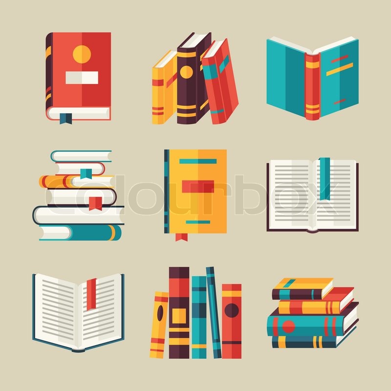 Set Of Book Icons In Flat Design Stock Vector Colourbox