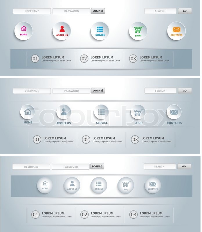 web site template navigation element navigation menu bar stock