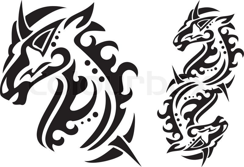 tribal horse head and double horse symbol ready for a tattoo or tribal horse head and double horse symbol ready for a tattoo or