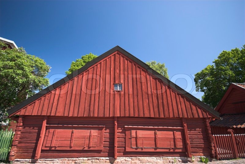 Red Scandinavian Wooden House Stock Image Colourbox