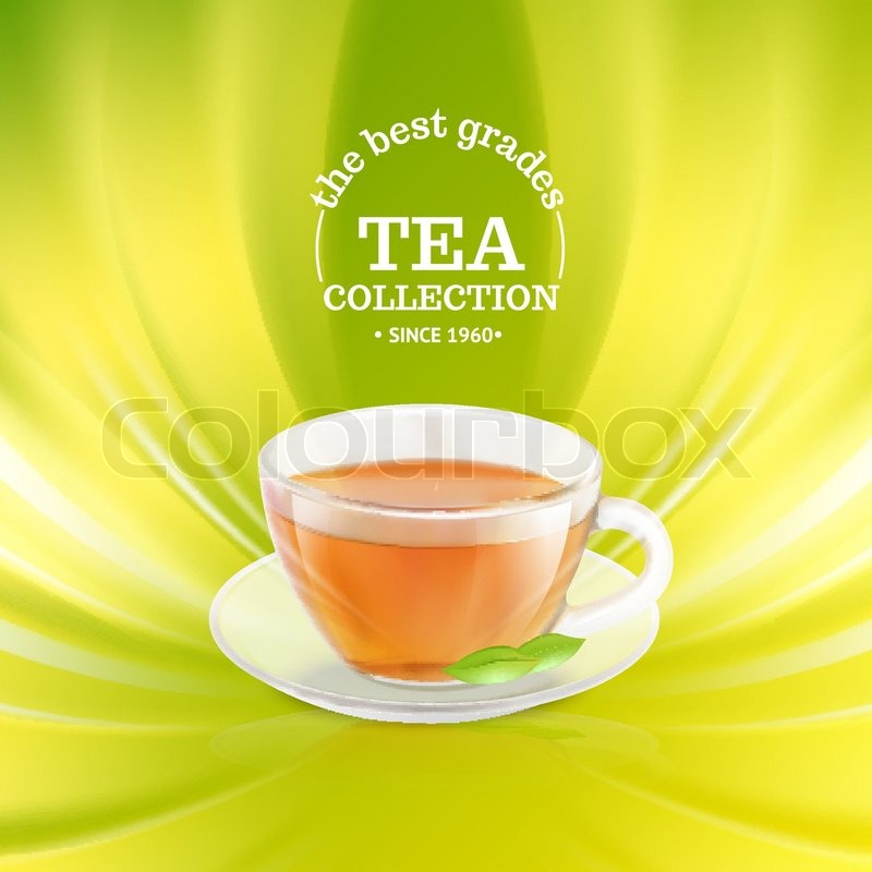 Tea cup over green background. Vector Stock vector Colourbox