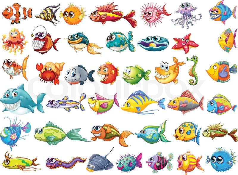Illustration Of May Kinds Of Fish Stock Vector Colourbox