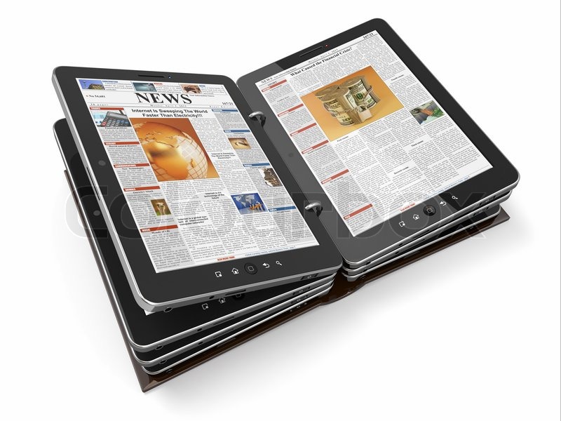 Zeitung oder Zeitschrift von TabletPC Stock Bild Colourbox